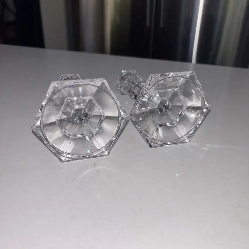 Mikasa Jewelstone Crystal Candlestick Candle Holders Set of 2